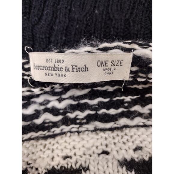 Abercrombie Fitch Chunky Cardigan Womens One Size Black White Aztec Open Sweater - Picture 3 of 4